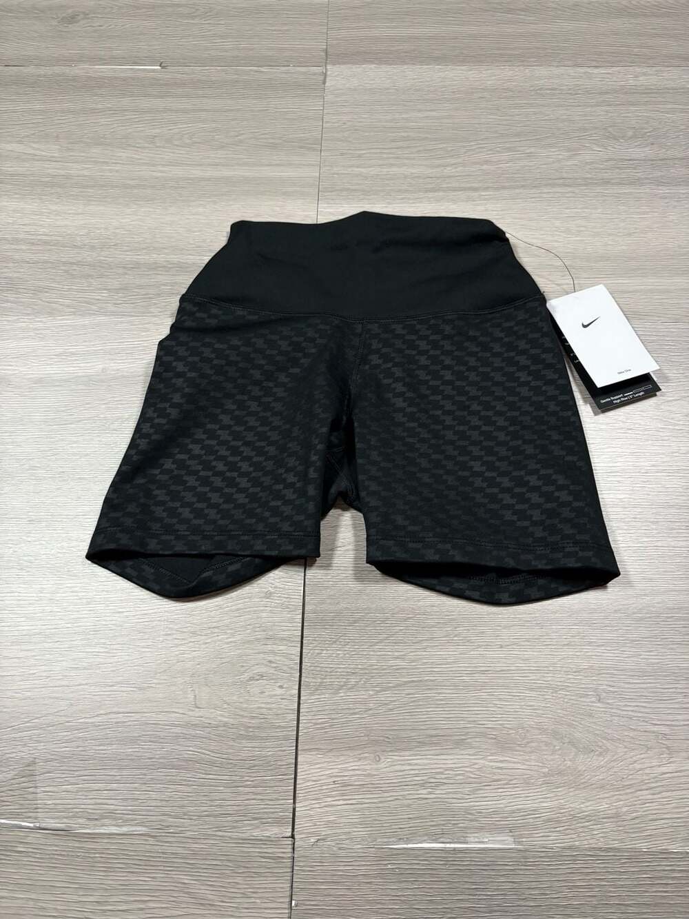 Nike One High Rise 5 Inch Short XS Black Houndstooth Print Biker Shorts